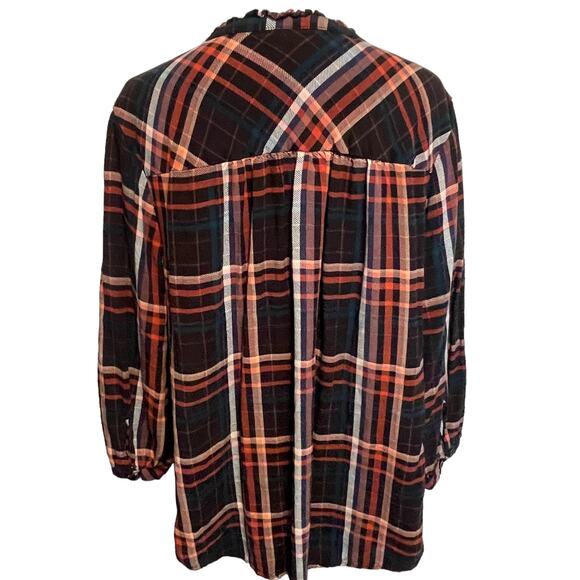 Torrid Plaid Rayon Twill Tie Neck Plaid Peasant Top Womens Size 1X Multicolor - Picture 6 of 11